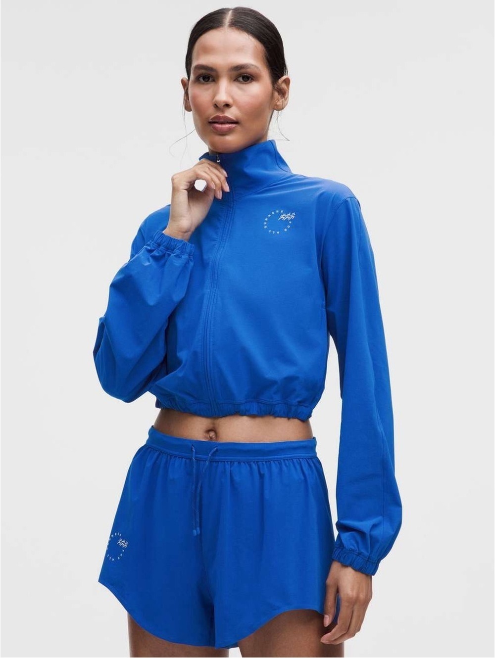 🆕💙 Lululemon Mile Maker Run Crew Graphic Cinch Hem Jacket - Galactic Cobalt